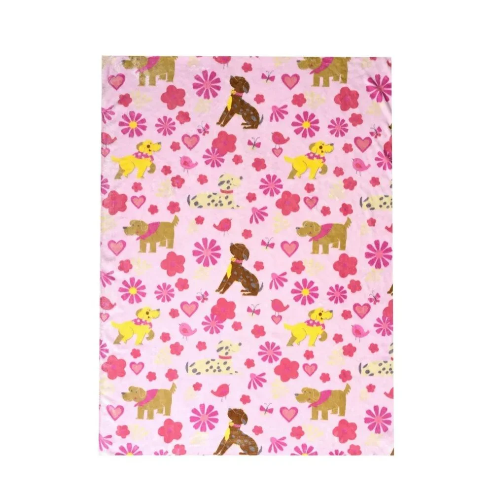 Way To Celebrate Cute Puppy Dogs Velvet Plush Throw Blanket 50